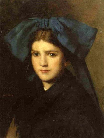 Jean-Jacques Henner Portrait of a Young Girl with a Bow in Her Hair Germany oil painting art